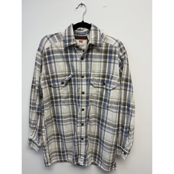 Levi's Other - Vintage Levis Mens Plaid Button Up Shirt Textured Flannel Long Sleeve Small